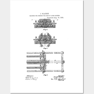 Machine for opening the eyes of loom harness Vintage Retro Patent Hand Drawing Funny Novelty Gift Posters and Art